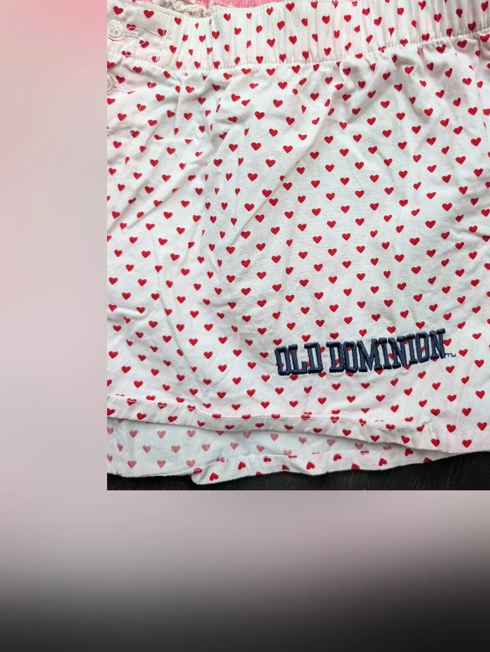 Old Dominion University White Heart Print Pajama Shorts - Juniors Size M